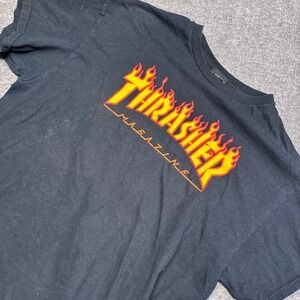 Thrasher Flame Logo T-Shirt Mens XL Black Short Sleeve Graphic Skateboard